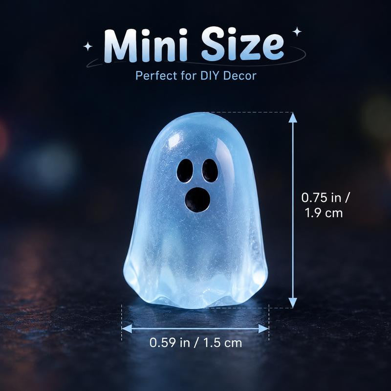 Glow In Dark Cute Ghost Resin Bead Set (10pcs, Assorted Colors)
