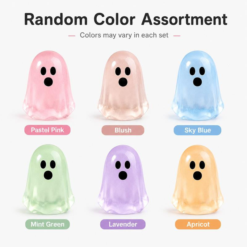 Glow In Dark Cute Ghost Resin Bead Set (10pcs, Assorted Colors)