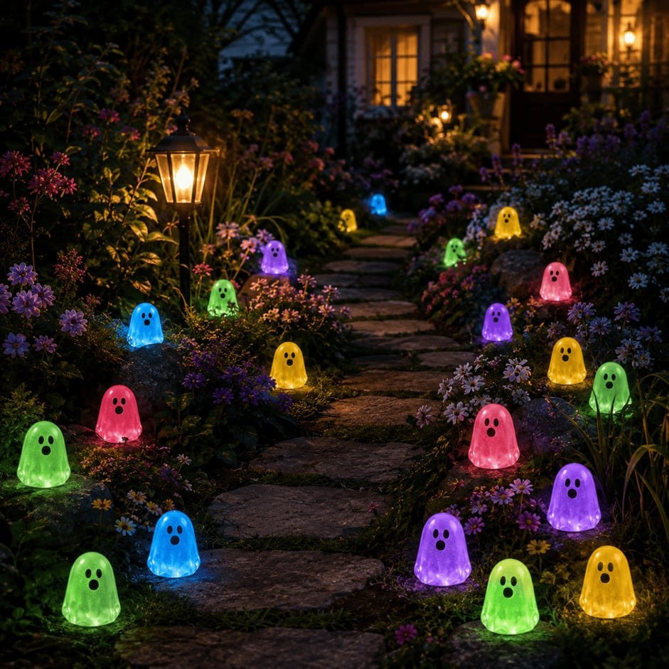 Glow In Dark Cute Ghost Resin Bead Set (10pcs, Assorted Colors)