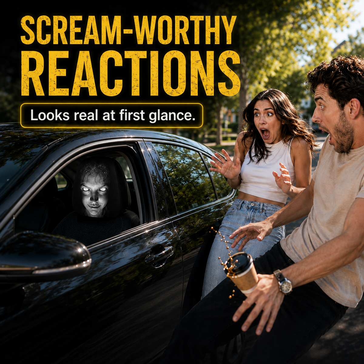Prank Creepy Girl Headrest Cover