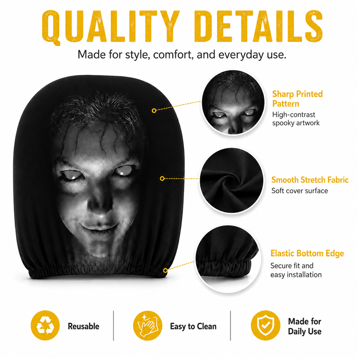 Prank Creepy Girl Headrest Cover